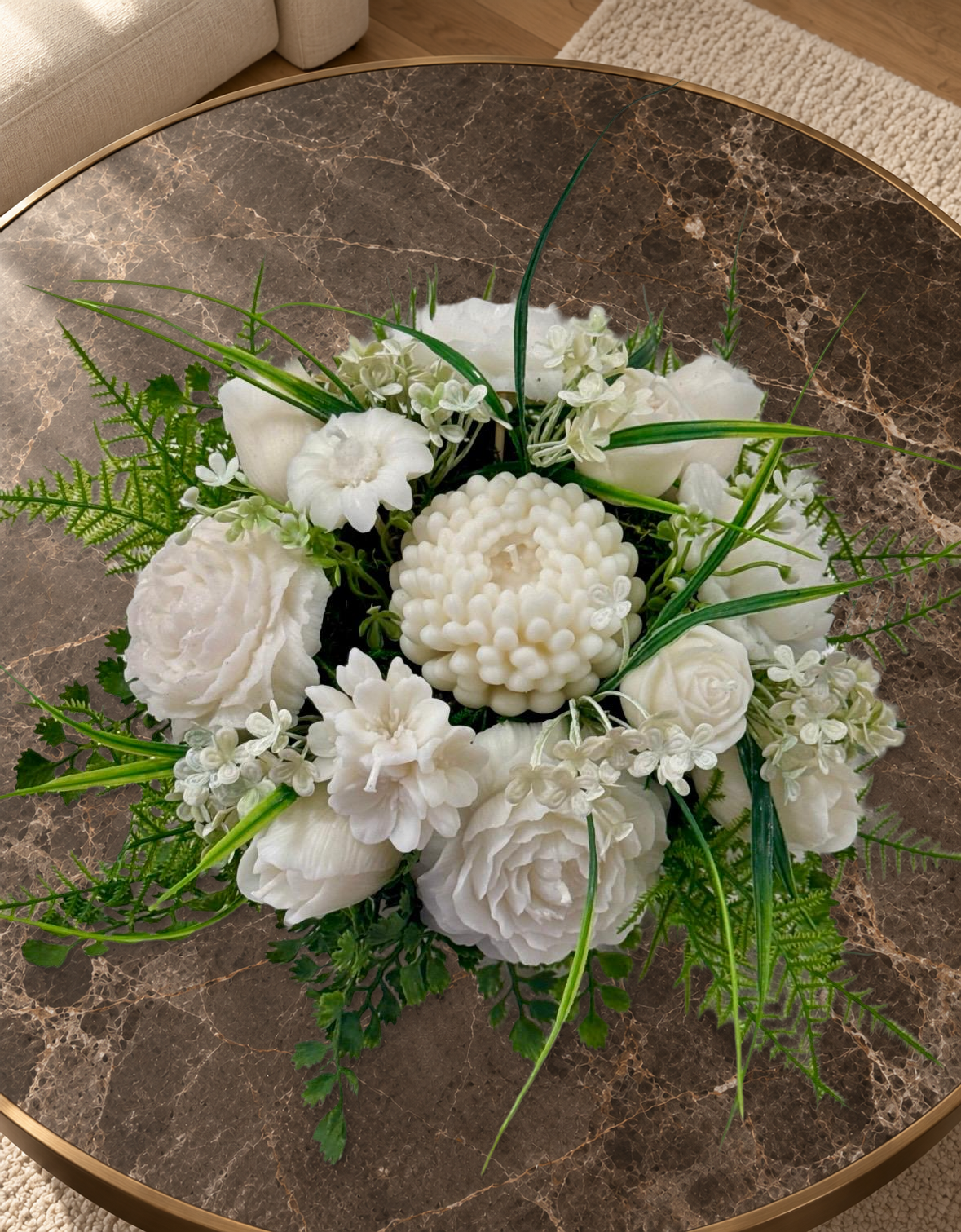 Elegant White Floral Candle Arrangement — view 10