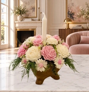 Pink & White Candle Flower Centerpiece — view 13