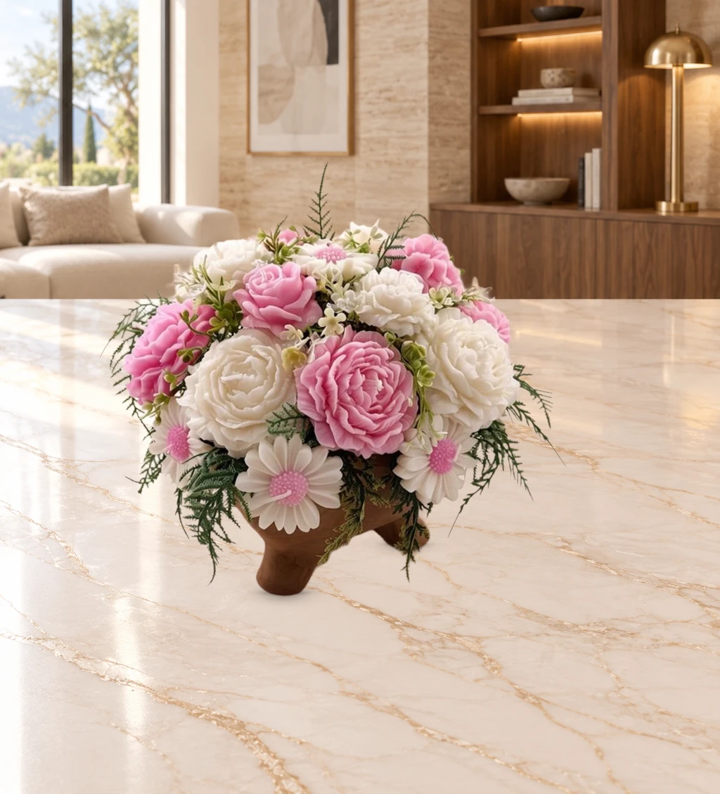 Blush flower candle bouquet