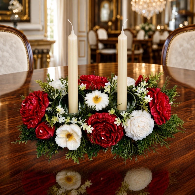 Luxury 11-Piece Red & White Rose Centerpiece — view 28