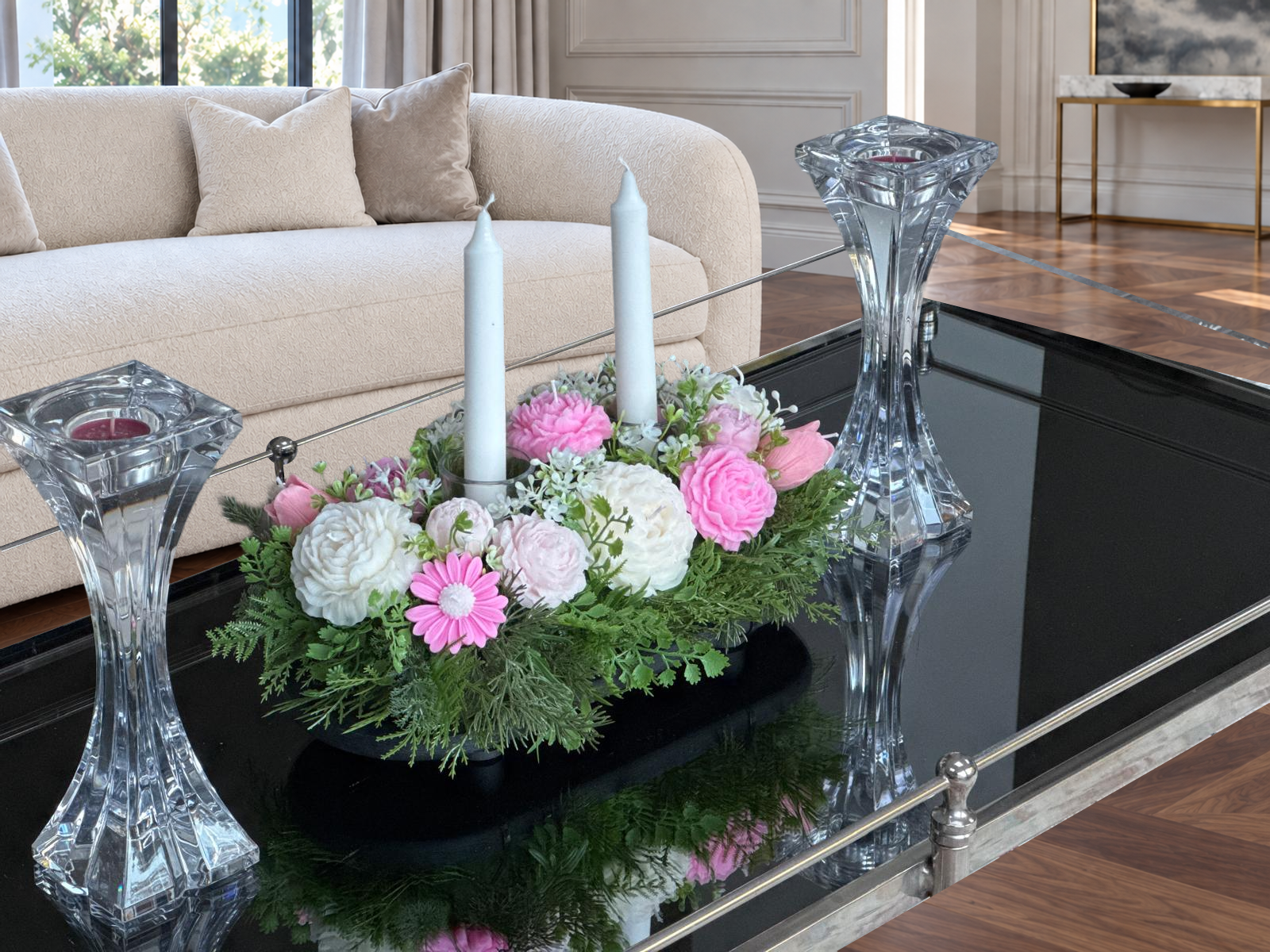 17-Flower Candle Arrangement with Glass Holders — view 40