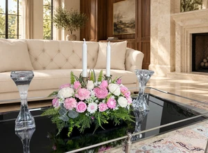 Luxury Mixed Flower Candle Centerpiece – Pink & White — view 52