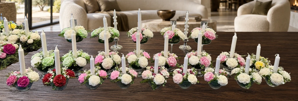 Handcrafted Mini Candle & Flower Centerpiece